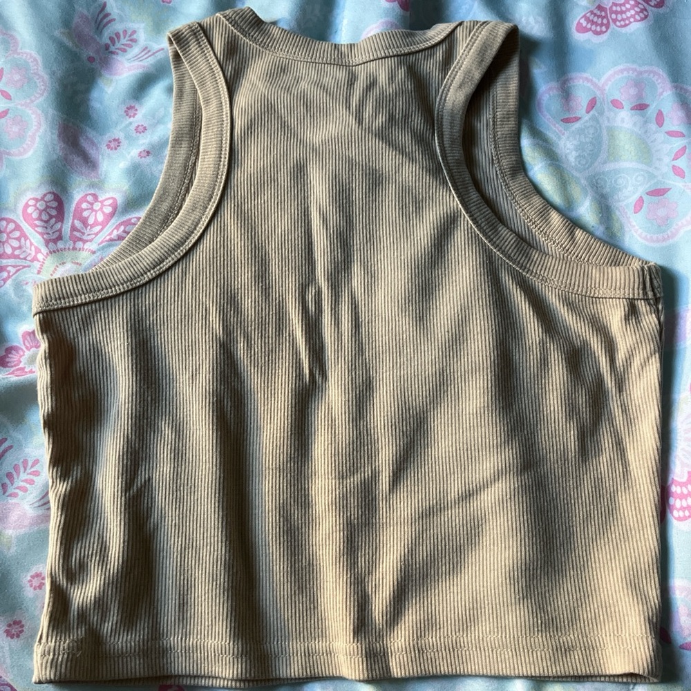 Beige Ribbed Tank Top - Picture 2 of 4